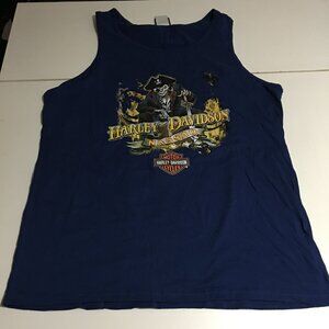 Harley-Davidson Tank Top Mens XL Blue Pirate Blackbeard Revenge Nassau